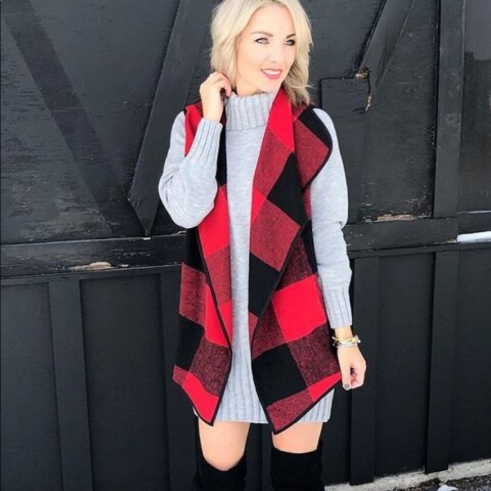 Rib knit turtleneck sweater dress gray - Picture 3 of 3